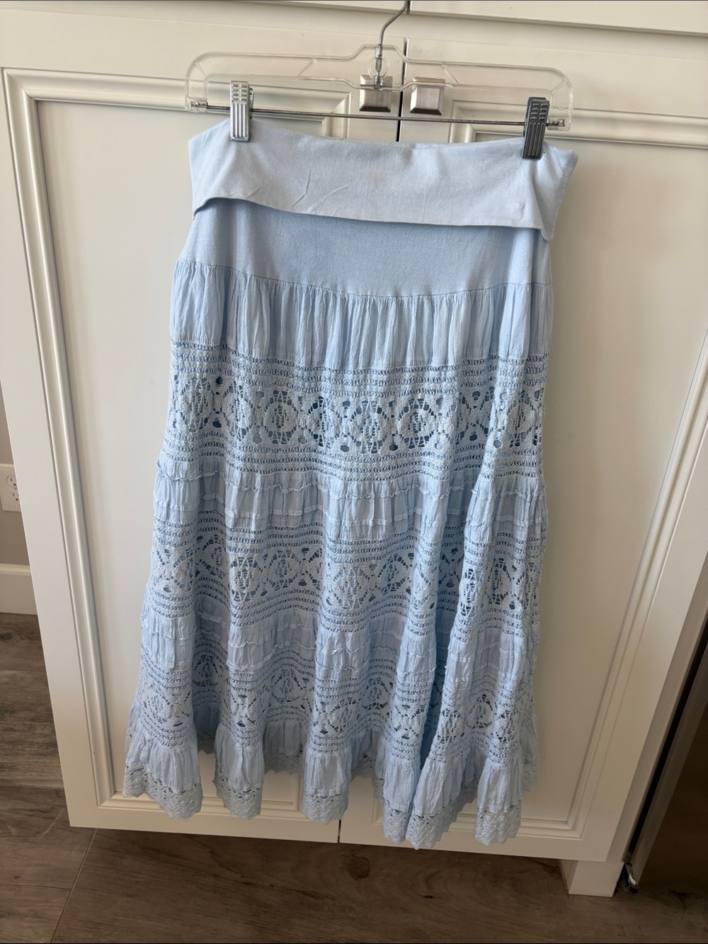 Now and Then Romantic Cottage Core Bohemian Lace Maxi Skirt size L